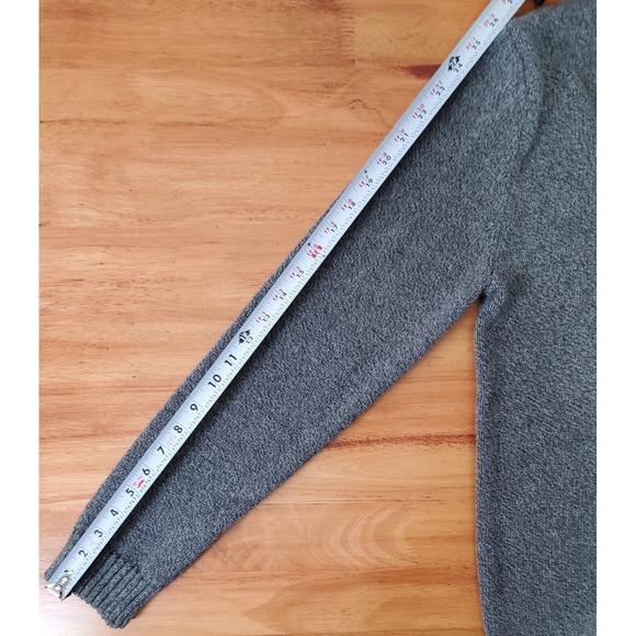 Abercrombie Fitch Grandpa Cardigan Sweater Medium Moose Pocket Gray Cabincore - Picture 7 of 8